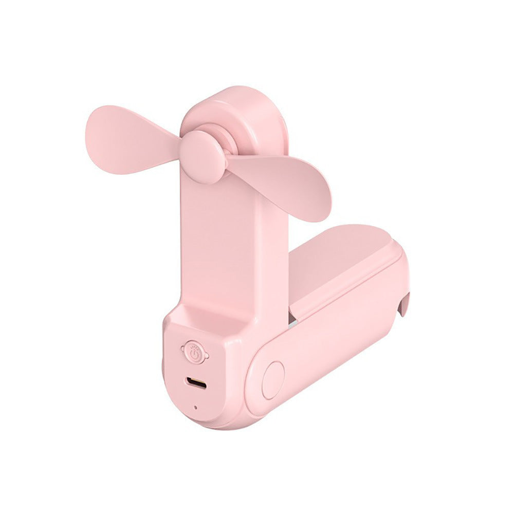 Mini Folding Handheld Fan with Power Bank - Cute Design