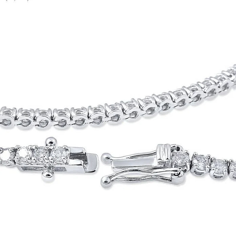 Pompeii 3Ct round Diamond Tennis Bracelet 14K White Gold Women'S 7" (G/H,I1)