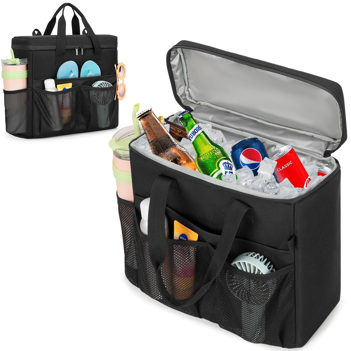 Rexmica Portable Insulated Cooler Bag Leakproof Beach Cooler Bag Compatible with Original XL Bogg Bag Can Cooler Tote Bag for Beach Camping Picnic Road Trips Travel Cooler for Men and Women