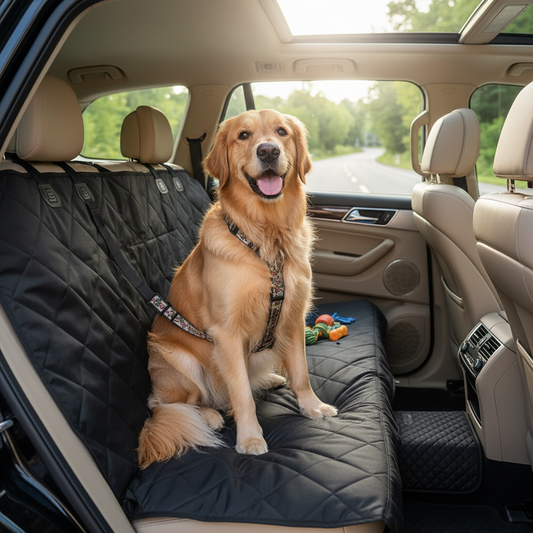 Pet Car Seat Cover – dog in car lifestyle photo