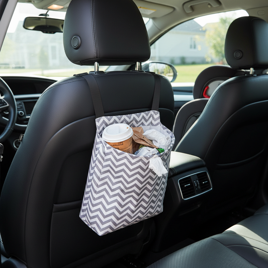 Car Trash Bag – hanging in family car lifestyle photo