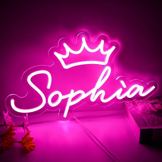 Large Sophia Name Neon Sign for Wall Decor,Led Name Sophia Neon Light for Kids Bedroom,Birthday Party Decor,Neon Sign Customizable for Girl,Birthday Name Deocr,Size 16.1 * 9.1 Inch（Jtd047）