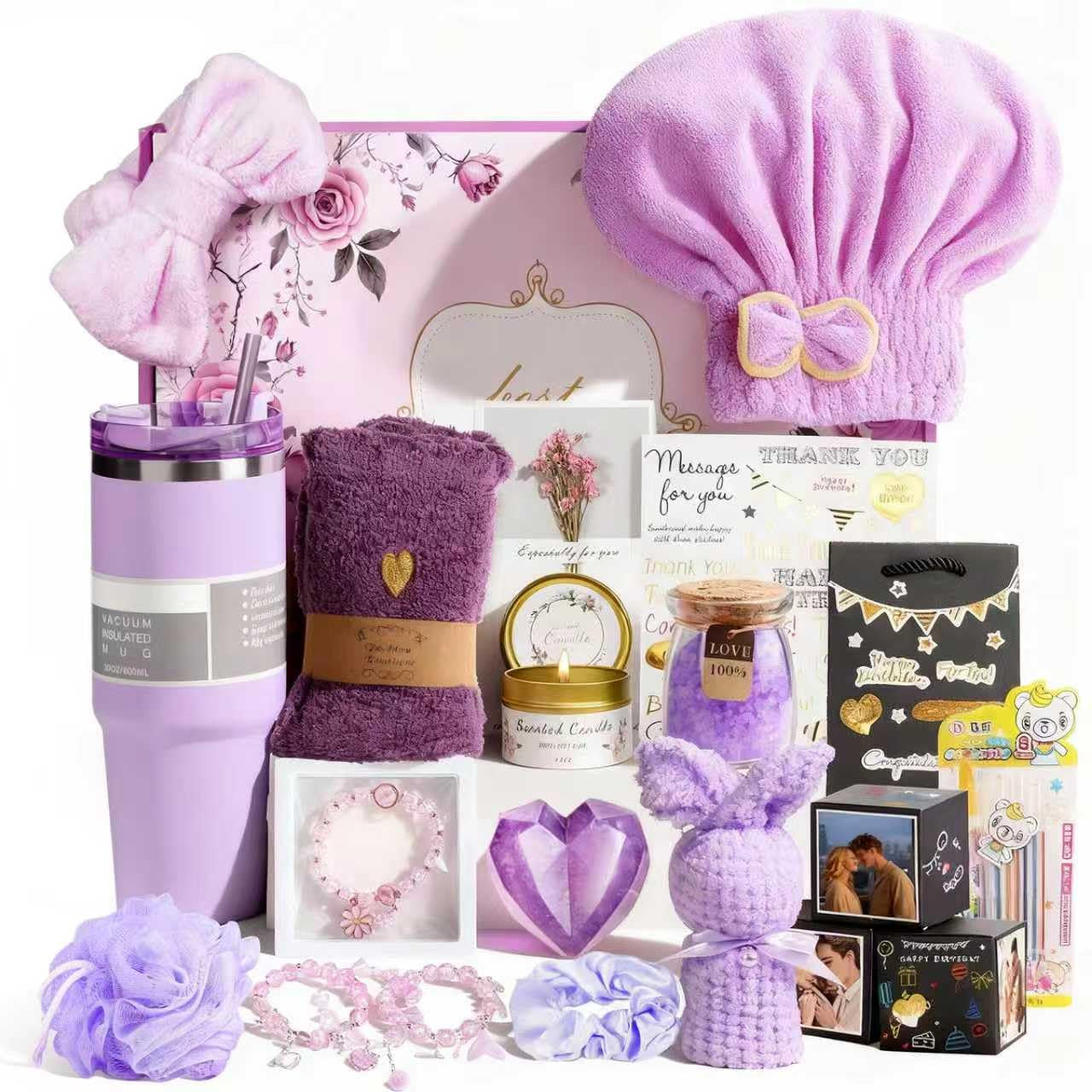 Birthday Mothers Day Gifts for Mom, 21PCS DIY Photo Pop up Box Get Well Soon Gifts Baskets for Women, Spa Care Package after Surgery Feel Better Inspirational Birthday Gift for Women Wife Grandma