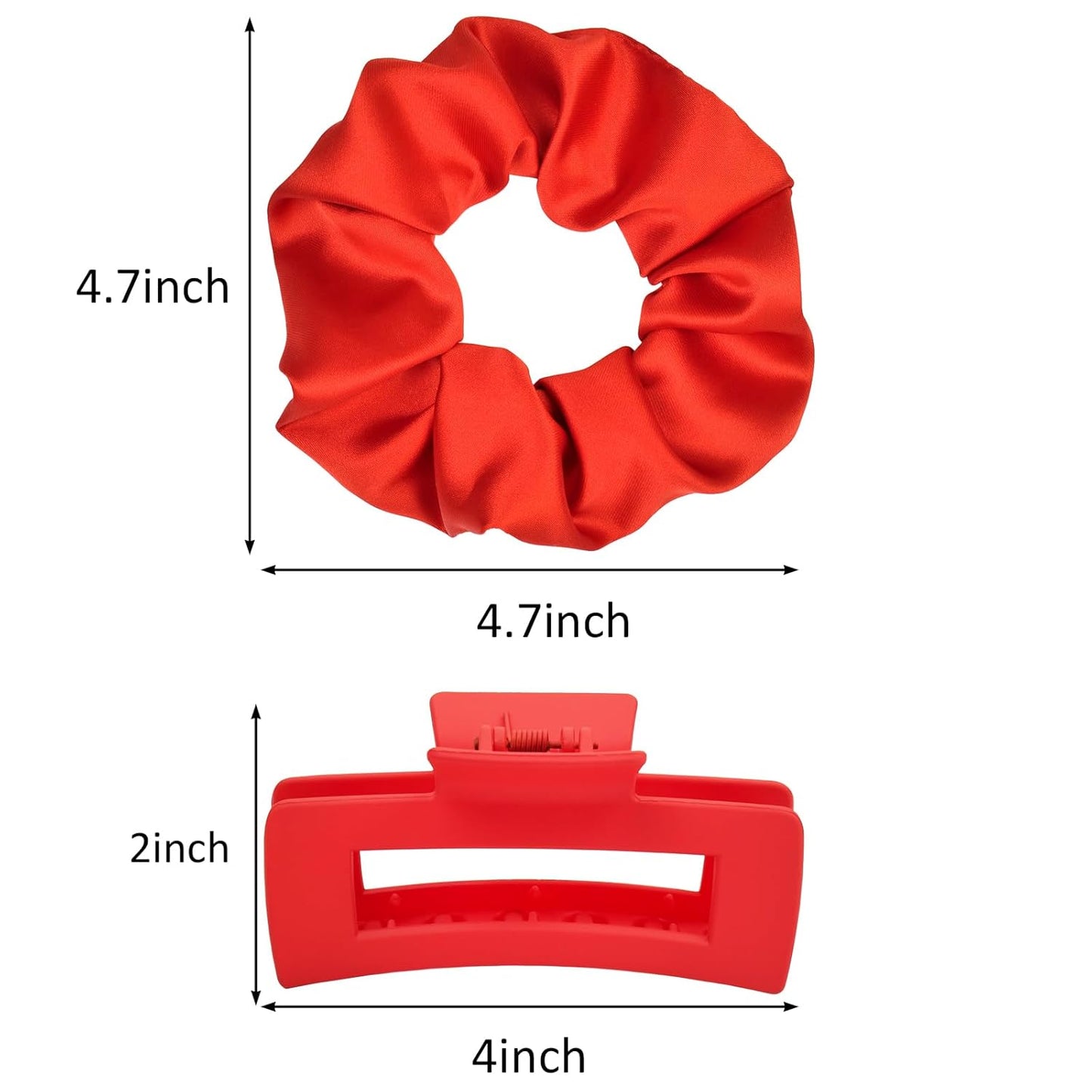 8Pcs Hair Clips and Scrunchies Set for Women – 4 Non-Slip Matte Medium Claw Clips, 4 Large Satin Scrunchies, Hair Accessories for Thick Thin Hair, Party, Daily Use (Pink Colors Set)