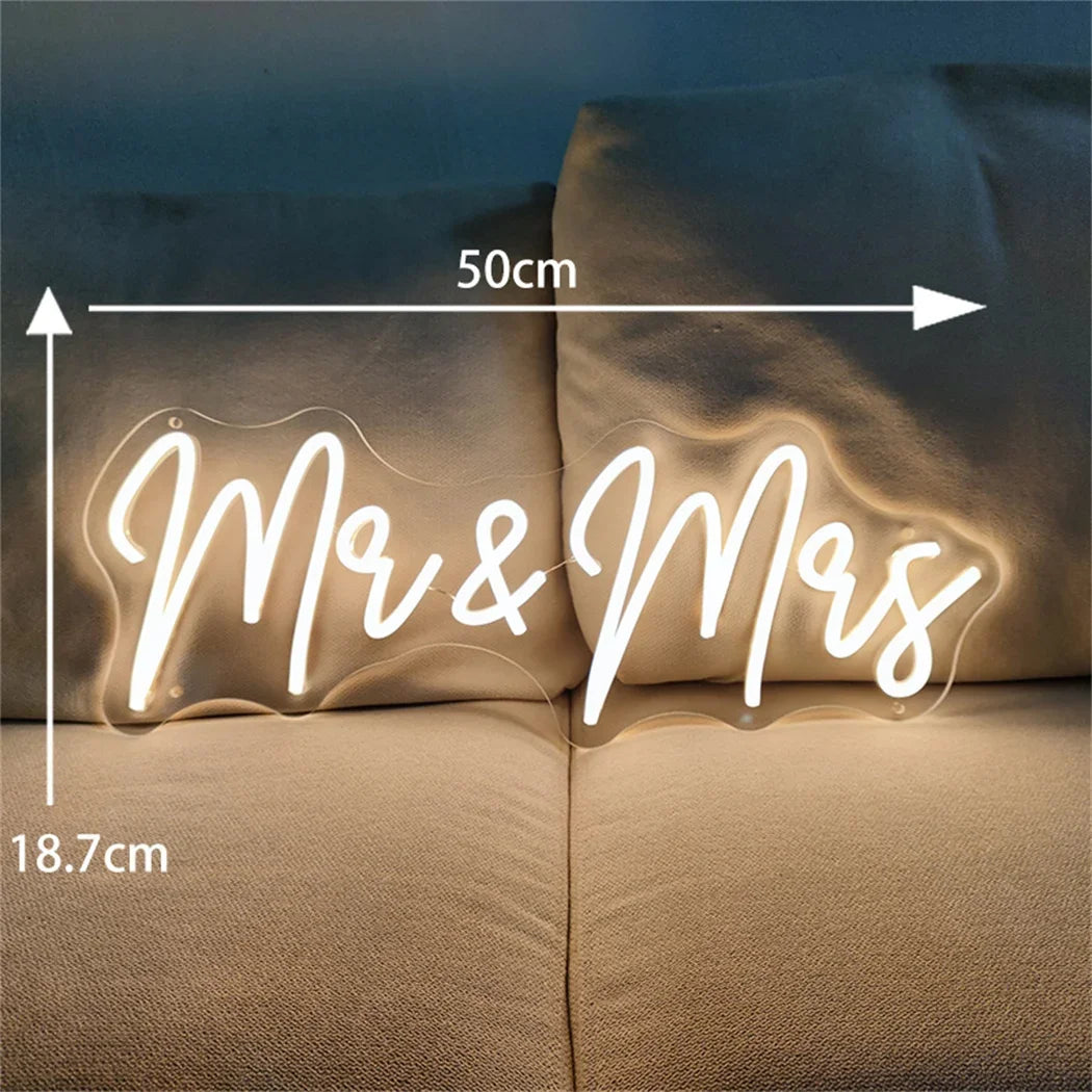 Mr and Mrs Neon Sign, Wall Decoration Light for Wedding and Engagement Decoration, Cheers to Love Neon Sign, LED Neon Signs