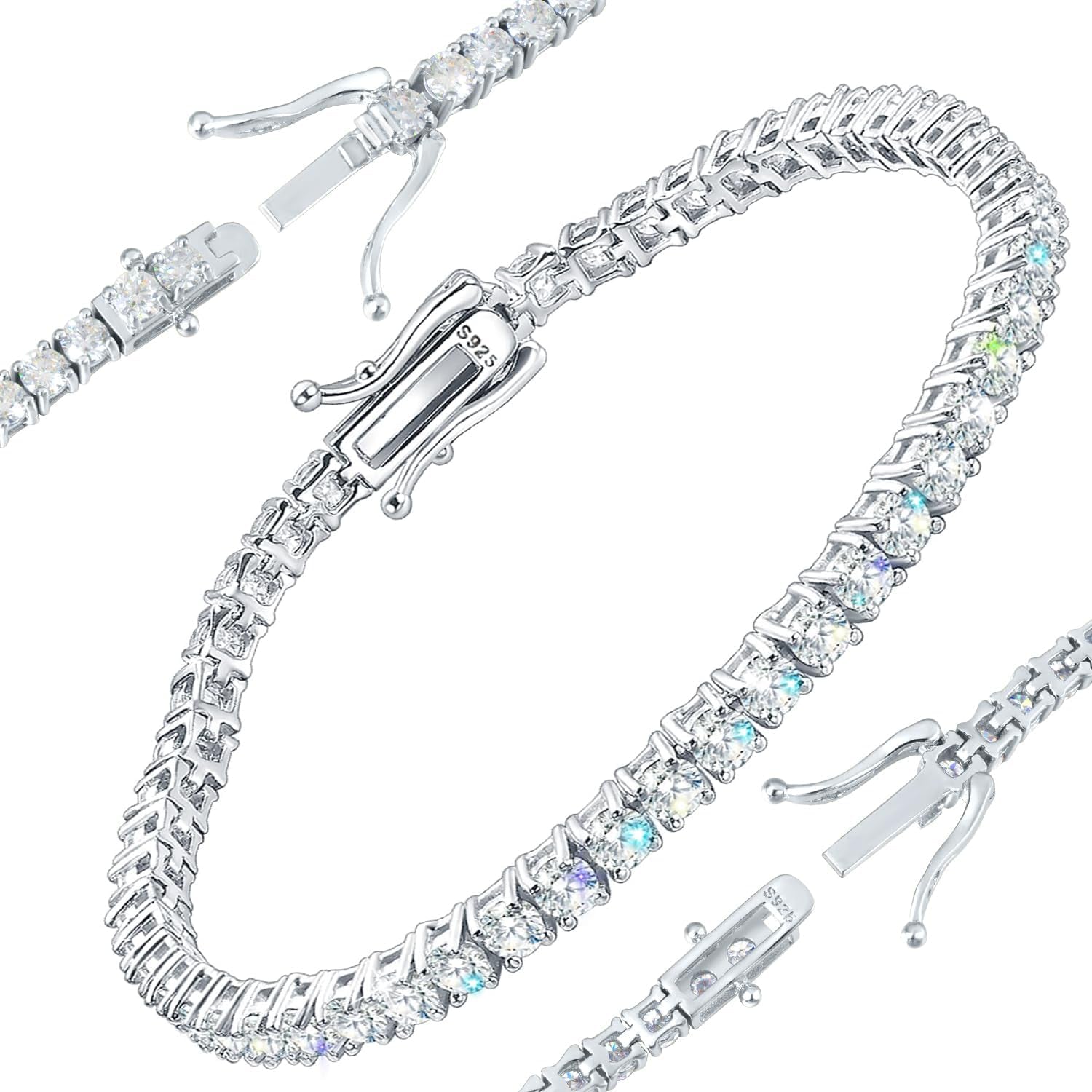 2.31 CT Moissanite Tennis Bracelet for Women Mens 2Mm Diamond Tennis Bracelet Gifts(7In/17.78Cm)-