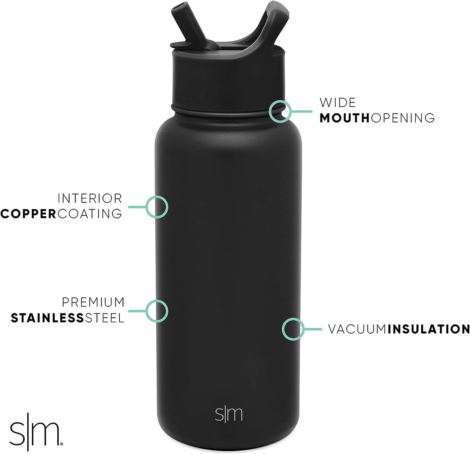 Simple Modern Officially Licensed Collegiate University Water Bottle with Straw Lid Insulated Stainless Steel Thermos | Summit Collection | 32Oz