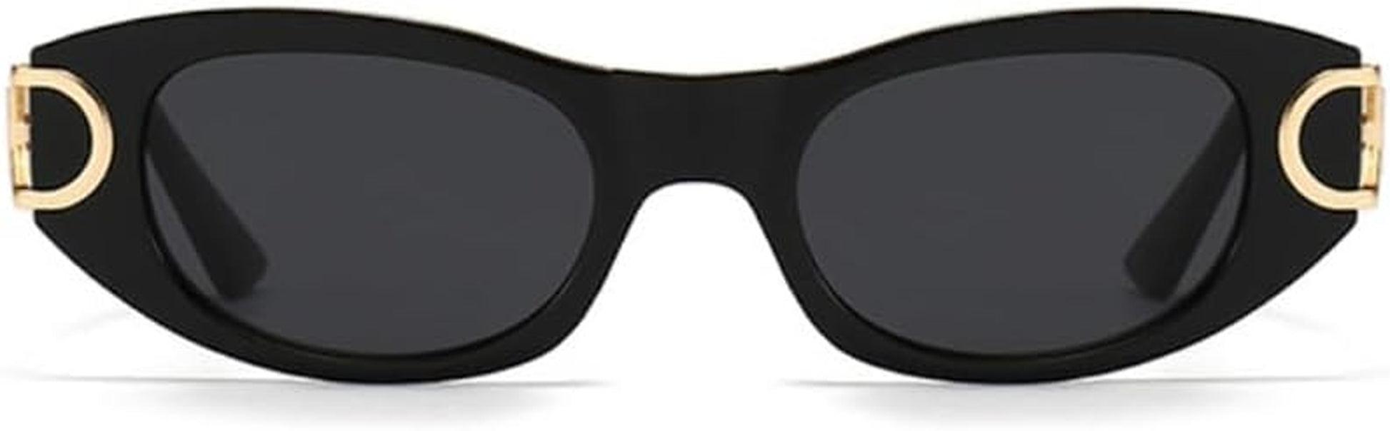 Retro Oval Sunglasses for Women 90S Classic Cat Eye Frame Sun Glasses Fashion Vintage Gold Metal Shades BS1800S