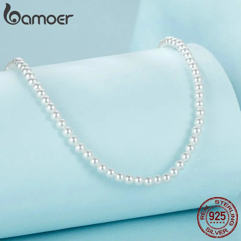 Pearl Necklace for Women Shell Pearl Beaded Necklace, 925 Sterling Silver Australian South Sea Pearl Necklace Jewelry