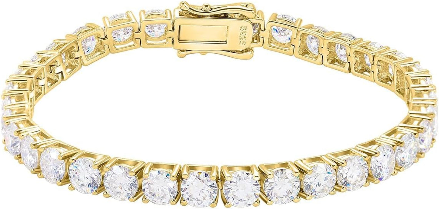 Moissanite Tennis Bracelet 925 Silver Plated 14K Gold 3-6.5Mm D Color VVS1 round Cut Moissanite Bracelets for Women Men Gift Birthday Anniversary