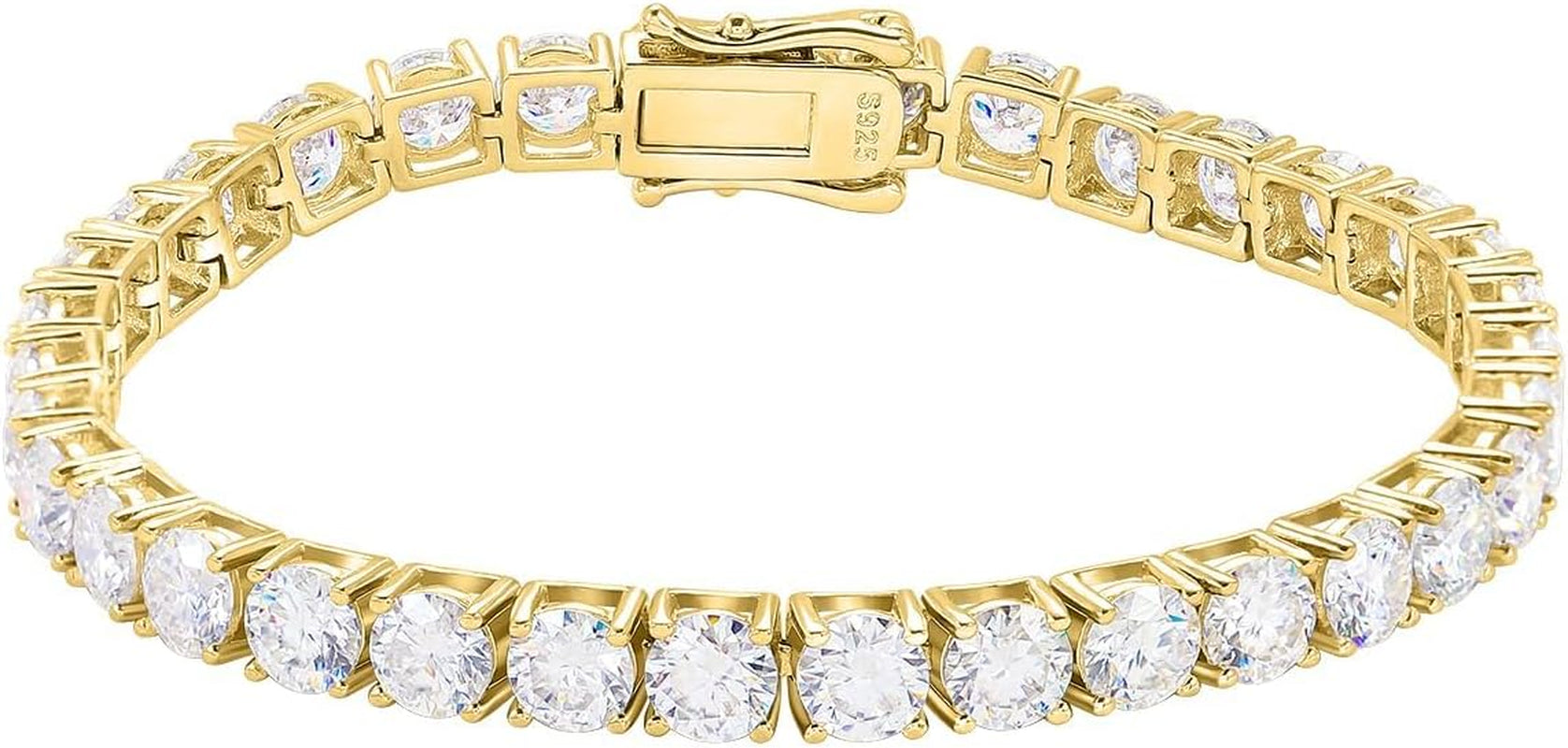 Moissanite Tennis Bracelet 925 Silver Plated 14K Gold 3-6.5Mm D Color VVS1 round Cut Moissanite Bracelets for Women Men Gift Birthday Anniversary