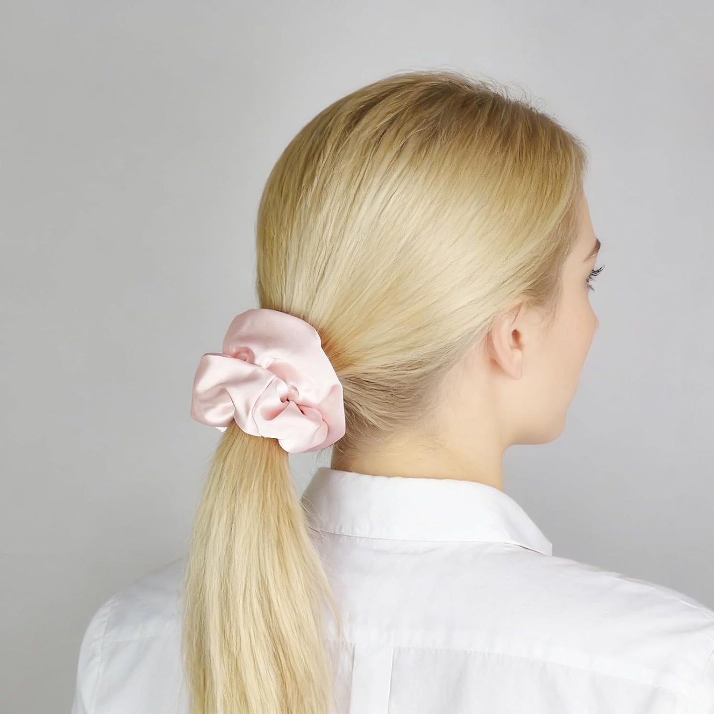 8Pcs Hair Clips and Scrunchies Set for Women – 4 Non-Slip Matte Medium Claw Clips, 4 Large Satin Scrunchies, Hair Accessories for Thick Thin Hair, Party, Daily Use (Pink Colors Set)