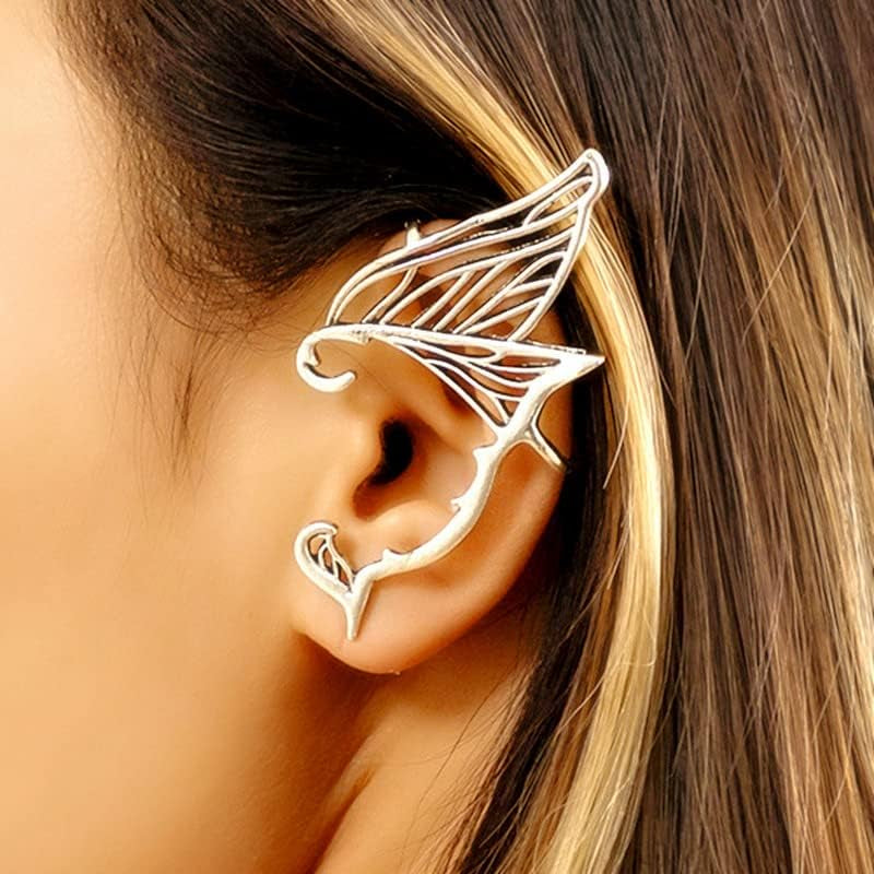 Elf Ear Cuffs for Women Non Piercing Fairy Cuff Earrings Elven Ear Clips Wraps for Women Cosplay Halloween Costume Decor for Womens