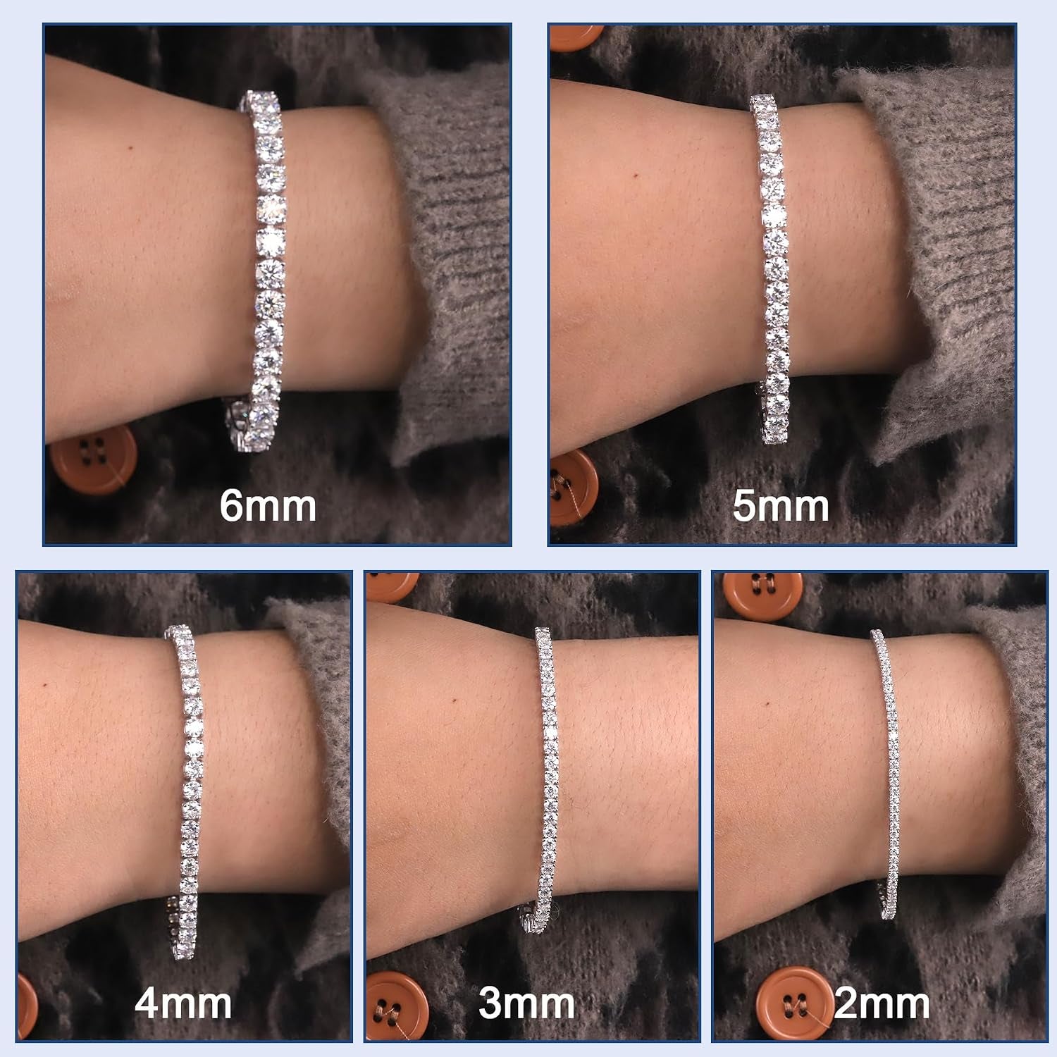 Moissanite Tennis Bracelet 925 Silver Plated 14K Gold 3-6.5Mm D Color VVS1 round Cut Moissanite Bracelets for Women Men Gift Birthday Anniversary