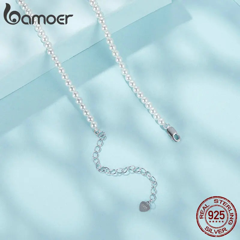 Pearl Necklace for Women Shell Pearl Beaded Necklace, 925 Sterling Silver Australian South Sea Pearl Necklace Jewelry