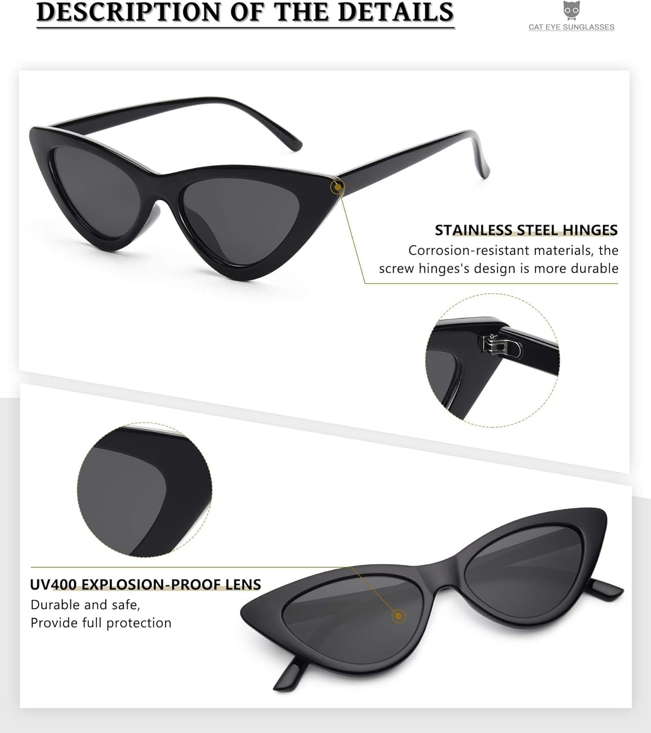 Cat Eye Sunglasses for Women, Trendy Polarized Sunglasses Women, Retro Sun Glasses 2025, UV Protection Shades
