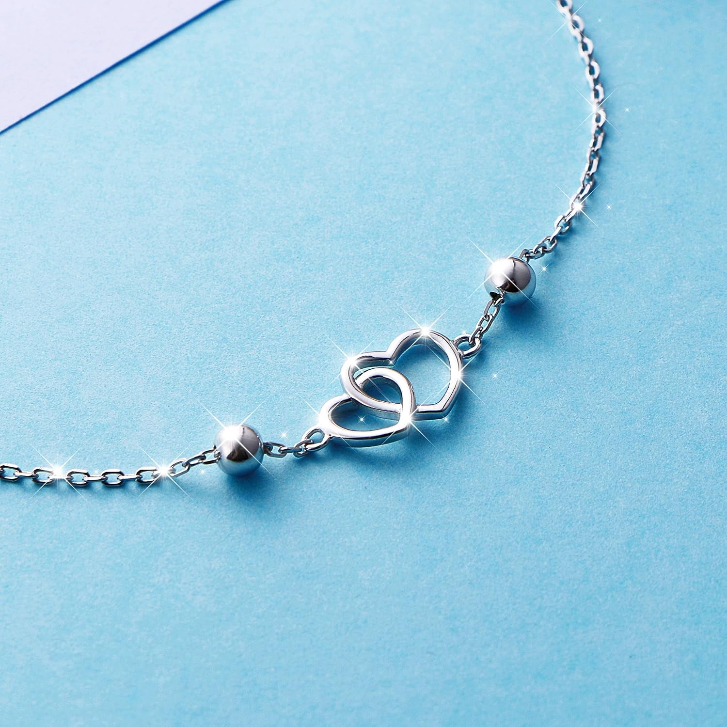 Anklet for Women S925 Sterling Silver Adjustable Foot Heart Lotus Infinity Moon Srars Flower Pearl Multilayer Layered Ankle Bracelet Beach Jewelry