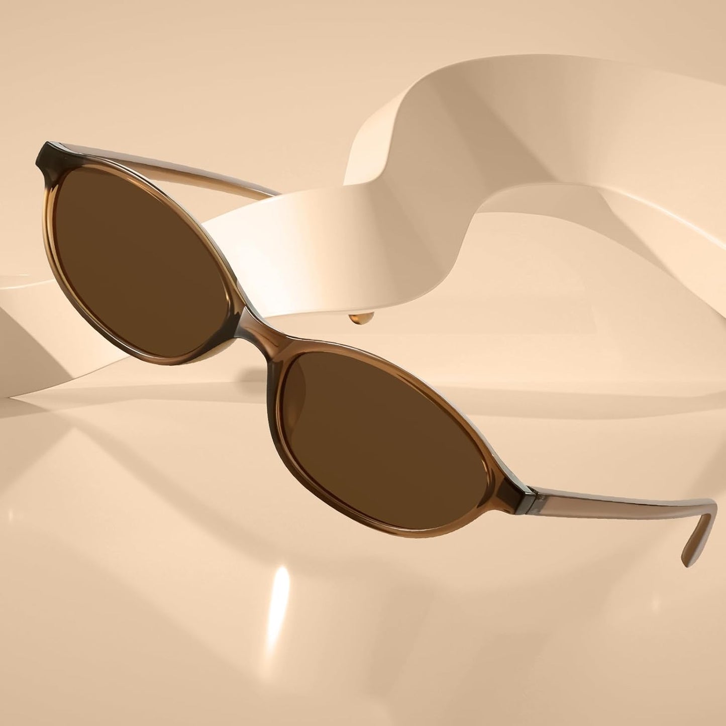Retro Oval Sunglasses for Women 90S Design Small Cat Eye Sun Glasses UV Protection Y2K Trendy Narrow Shades