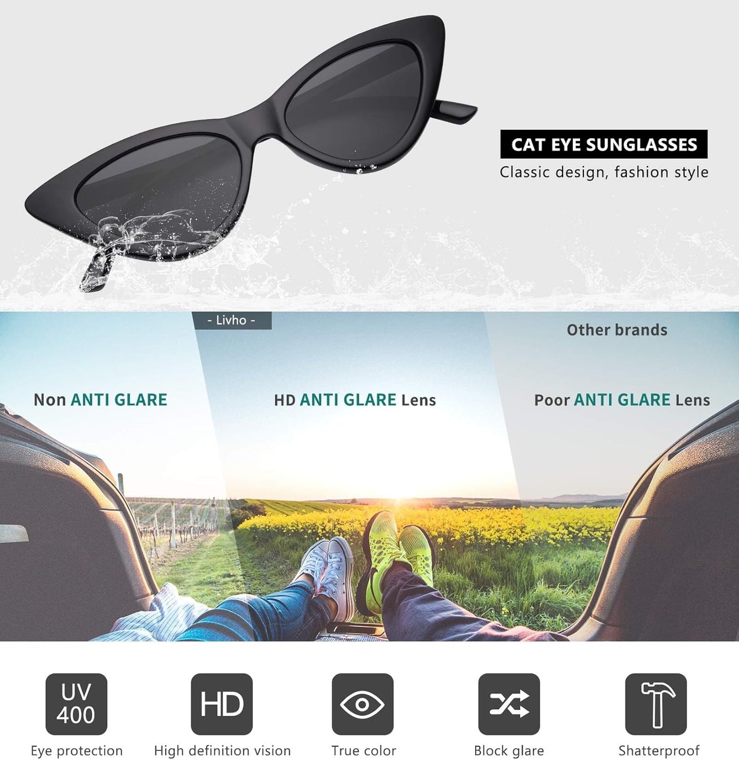 Cat Eye Sunglasses for Women, Trendy Polarized Sunglasses Women, Retro Sun Glasses 2025, UV Protection Shades