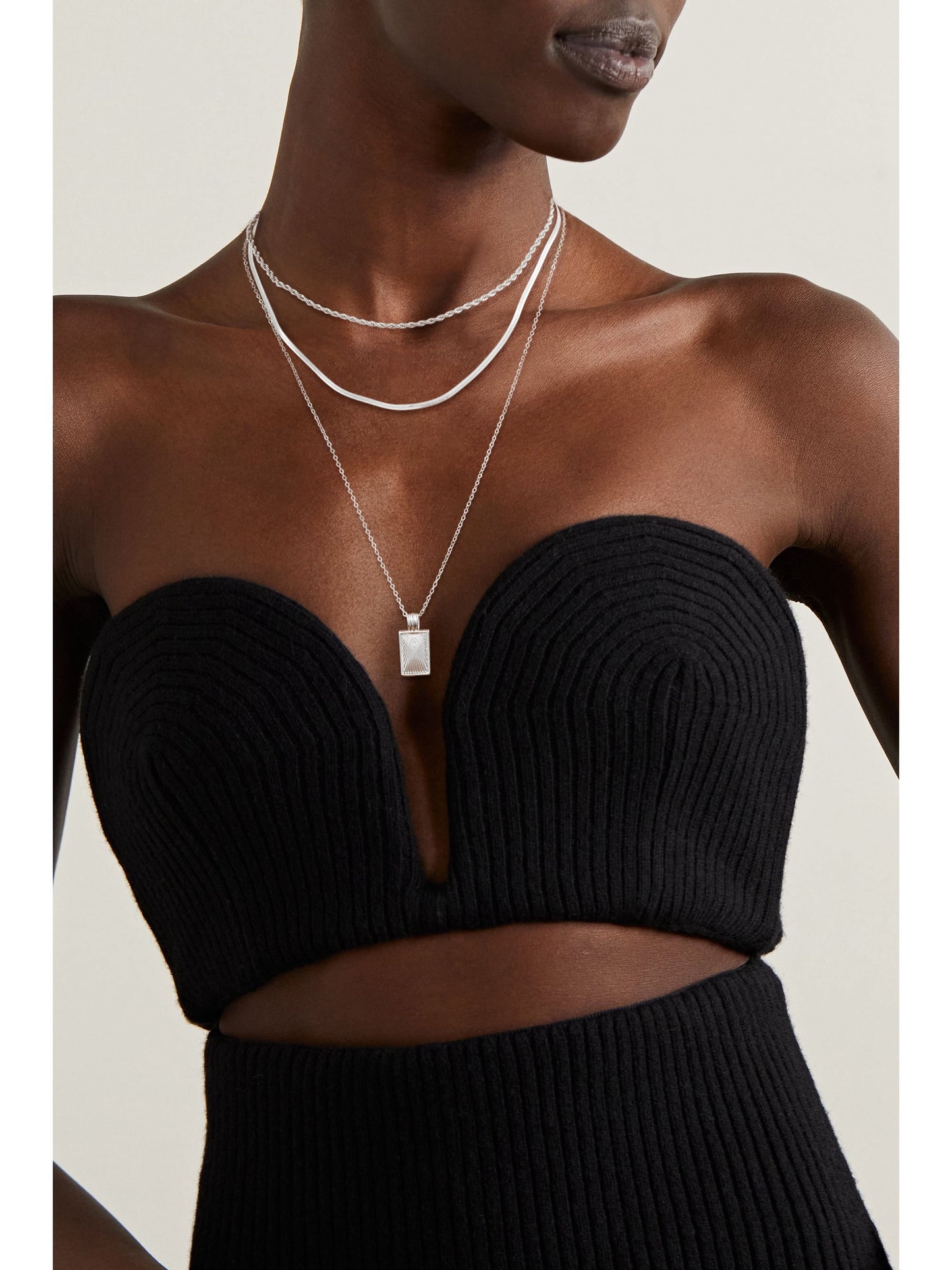 Silver Plated Necklace for Women Necklaces Dainty Layered Necklaces Simple Stackable Pendant Necklaces Herringbone Rope Chain Choker Jewelry