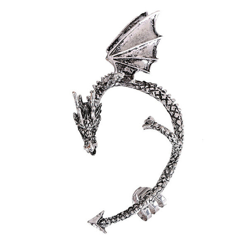 Silver Dragon Ear Cuff Wrap Earring Game of Thrones Climber Cartilage, 1Pc