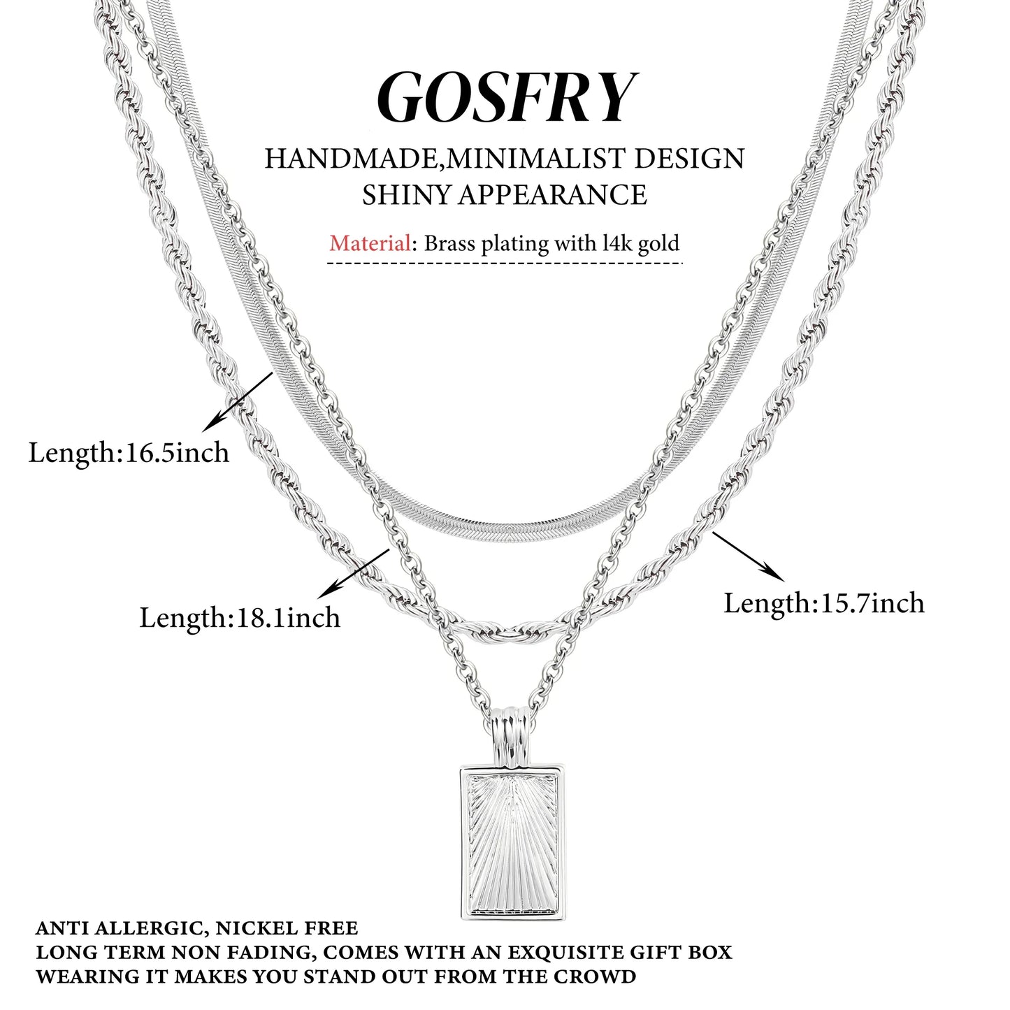 Silver Plated Necklace for Women Necklaces Dainty Layered Necklaces Simple Stackable Pendant Necklaces Herringbone Rope Chain Choker Jewelry