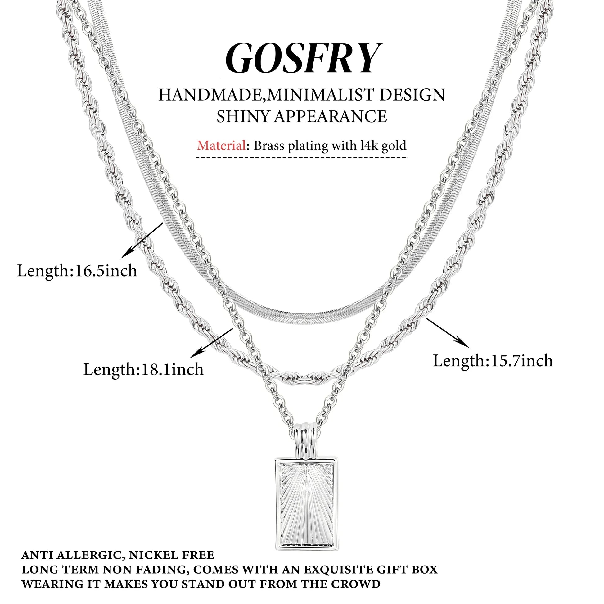 Silver Plated Necklace for Women Necklaces Dainty Layered Necklaces Simple Stackable Pendant Necklaces Herringbone Rope Chain Choker Jewelry