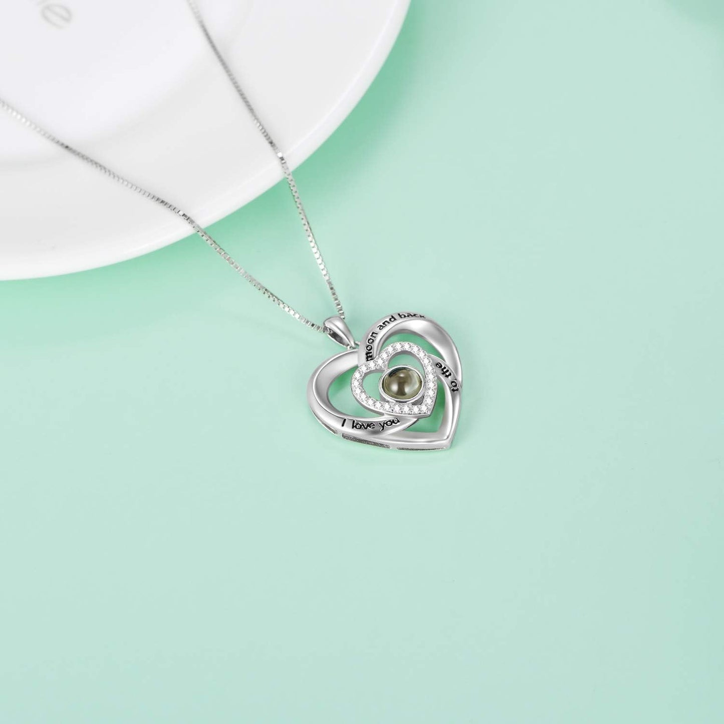 925 Sterling Silver I Love You 100 Languages Necklace I Love You Forever Infinity Heart Mom Sunflower Projection Pendant Necklace for Women Mother'S Day Gift