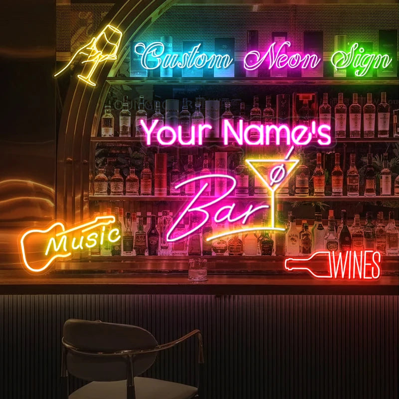 Custom Neon Bar Sign LED Letter Neon Light Name Wedding Sign Bedroom Home Wall Neon Business Logo Dropshipping Free Design