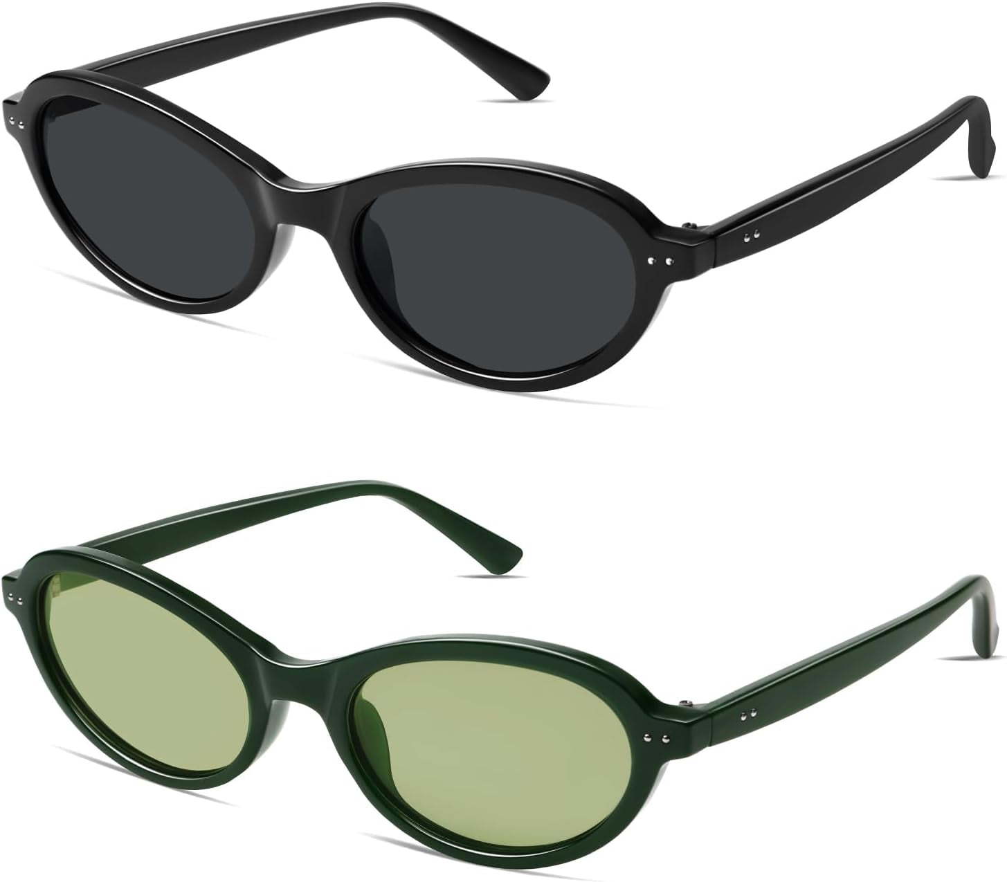 Trendy Oval Polarized Sunglasses for Women Men Small 90S Style Retro Cat Eye Frame Narrow Sleek Design VL9847