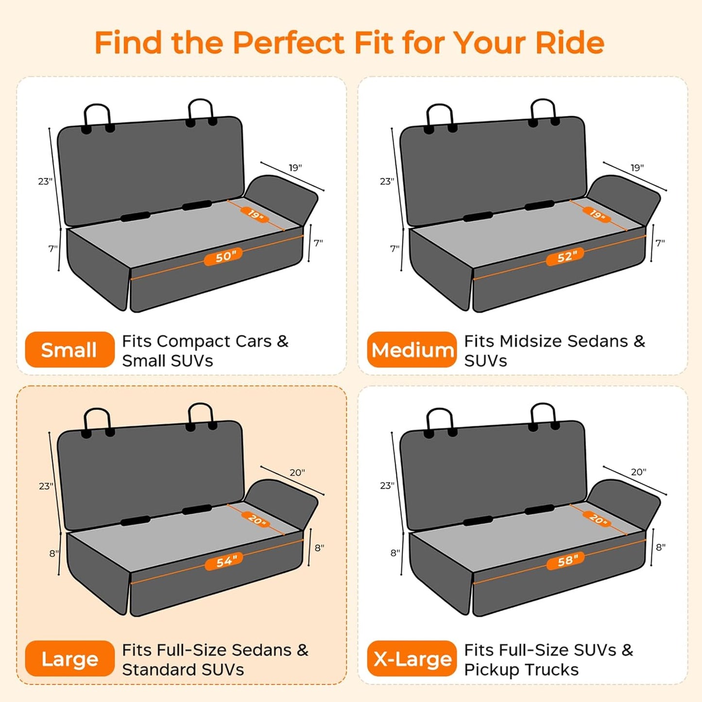 Dog Car Seat Cover for Back Seat, Waterproof Car Seat Protector for Child Carseat & Pets, Nonslip Car Seat Covers for Large Sedans & Large Suvs