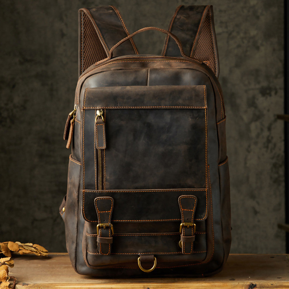 Men's Handmade Retro Cowhide Backpack