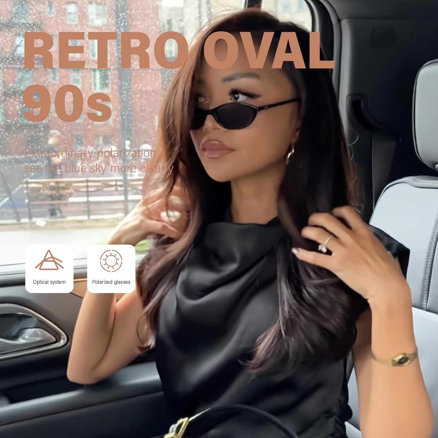 Retro Oval Sunglasses for Women 90S Design Small Cat Eye Sun Glasses UV Protection Y2K Trendy Narrow Shades