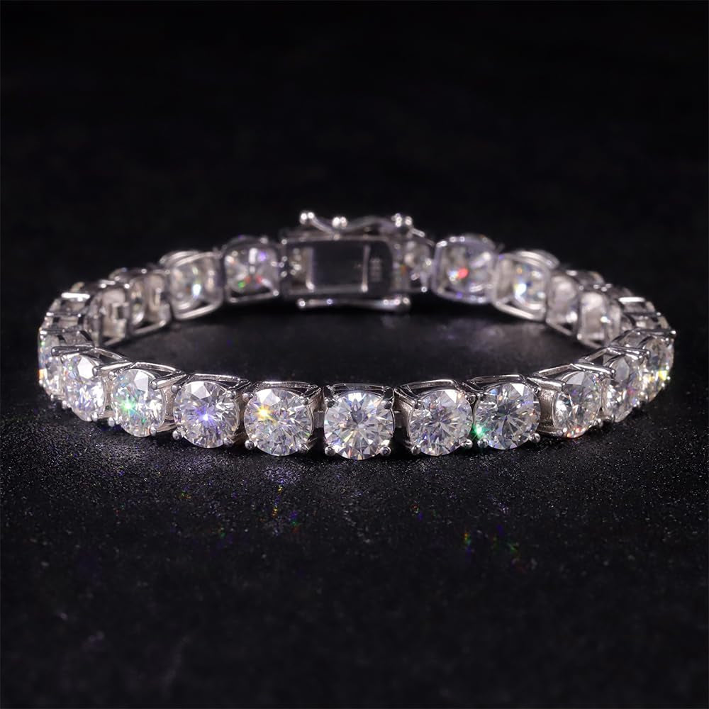 Moissanite Tennis Bracelet 925 Silver Plated 14K Gold 3-6.5Mm D Color VVS1 round Cut Moissanite Bracelets for Women Men Gift Birthday Anniversary