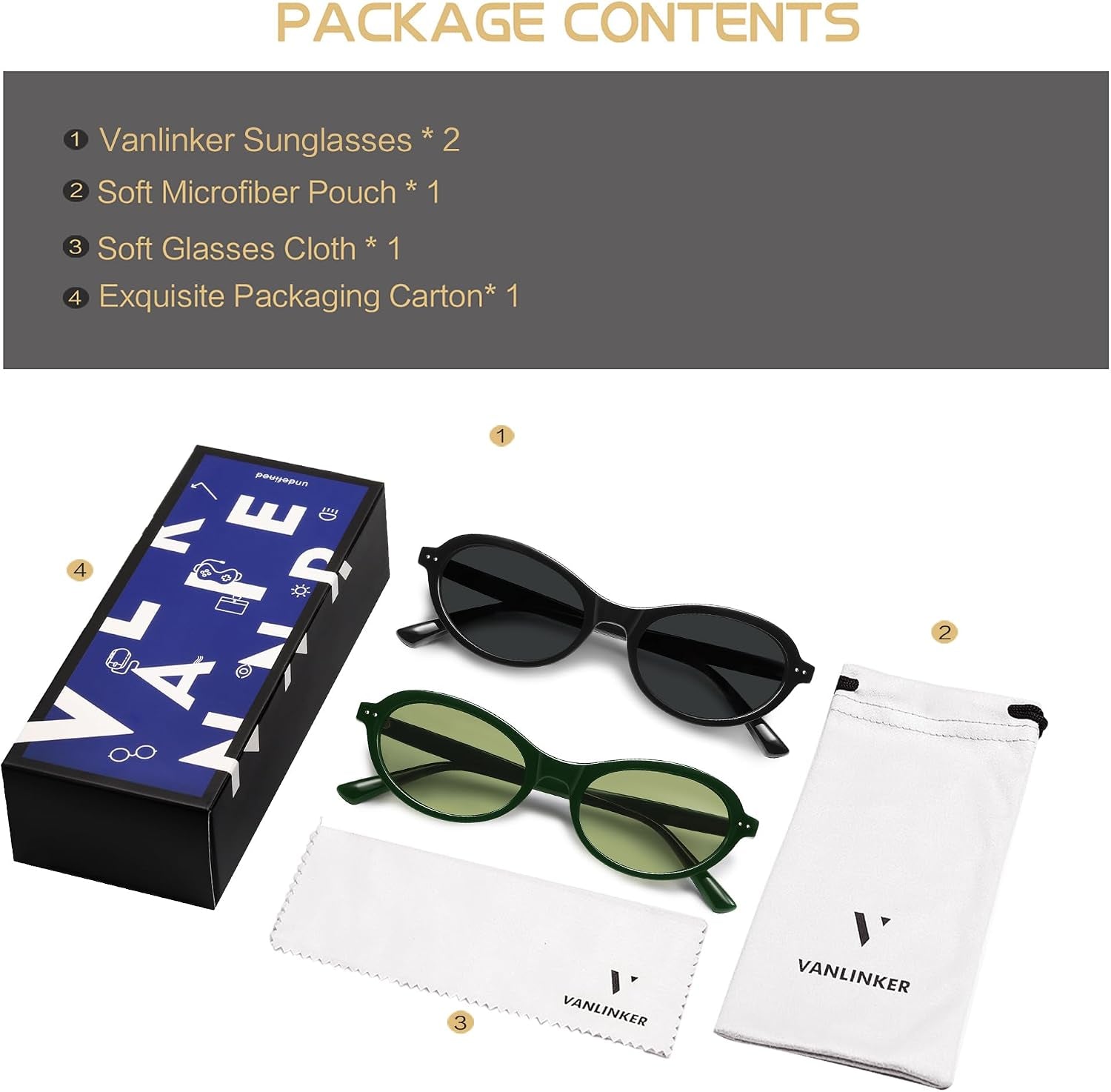 Trendy Oval Polarized Sunglasses for Women Men Small 90S Style Retro Cat Eye Frame Narrow Sleek Design VL9847