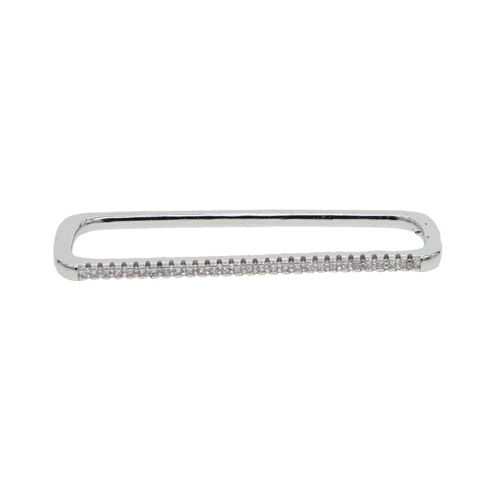 Fashion Women Jewelry 1 Piece Ear Cuff No Piercing Ear Clip White Rainbow Cz Rectangle Cuff Earring