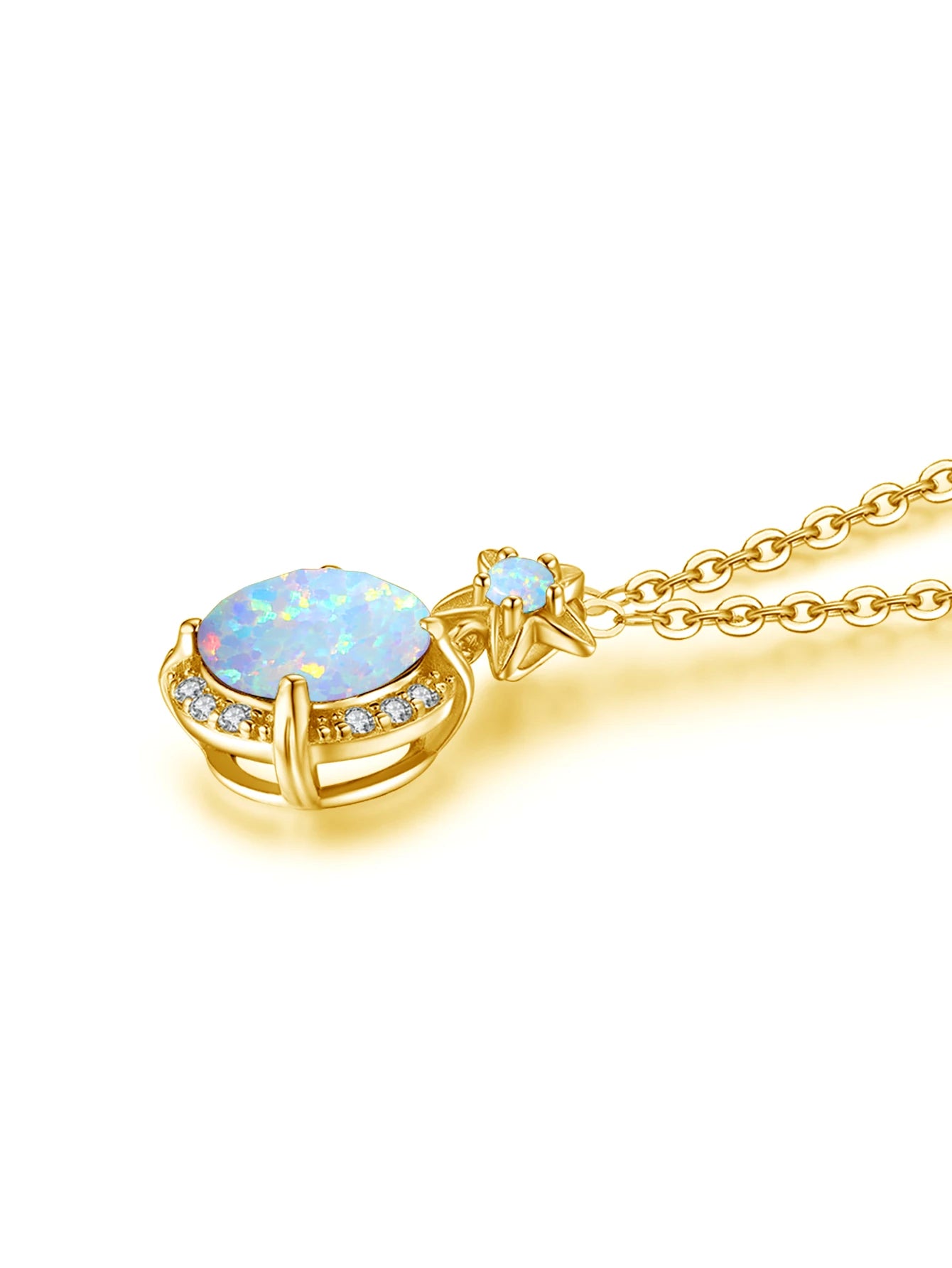 Shiny 925 Silver Necklace 9Mm round Opal Stone Pendant Beach Lover Gift Ocean Inspired Everyday Jewelry for Women Sensitive Skin