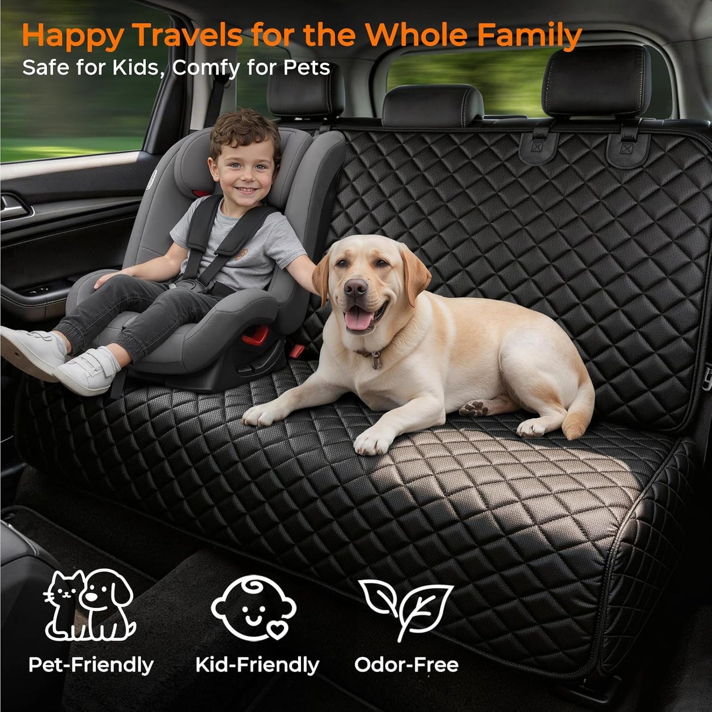 Dog Car Seat Cover for Back Seat, Waterproof Car Seat Protector for Child Carseat & Pets, Nonslip Car Seat Covers for Large Sedans & Large Suvs