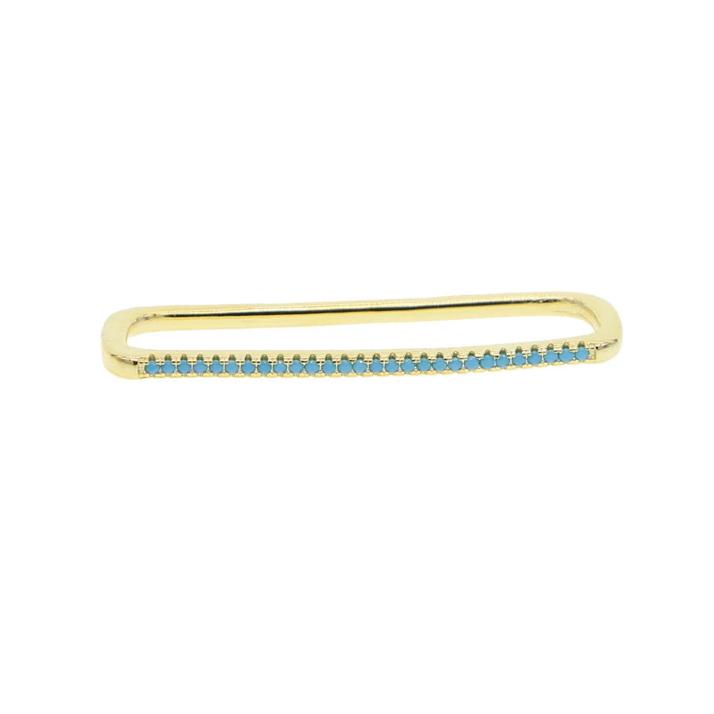 Fashion Women Jewelry 1 Piece Ear Cuff No Piercing Ear Clip White Rainbow Cz Rectangle Cuff Earring