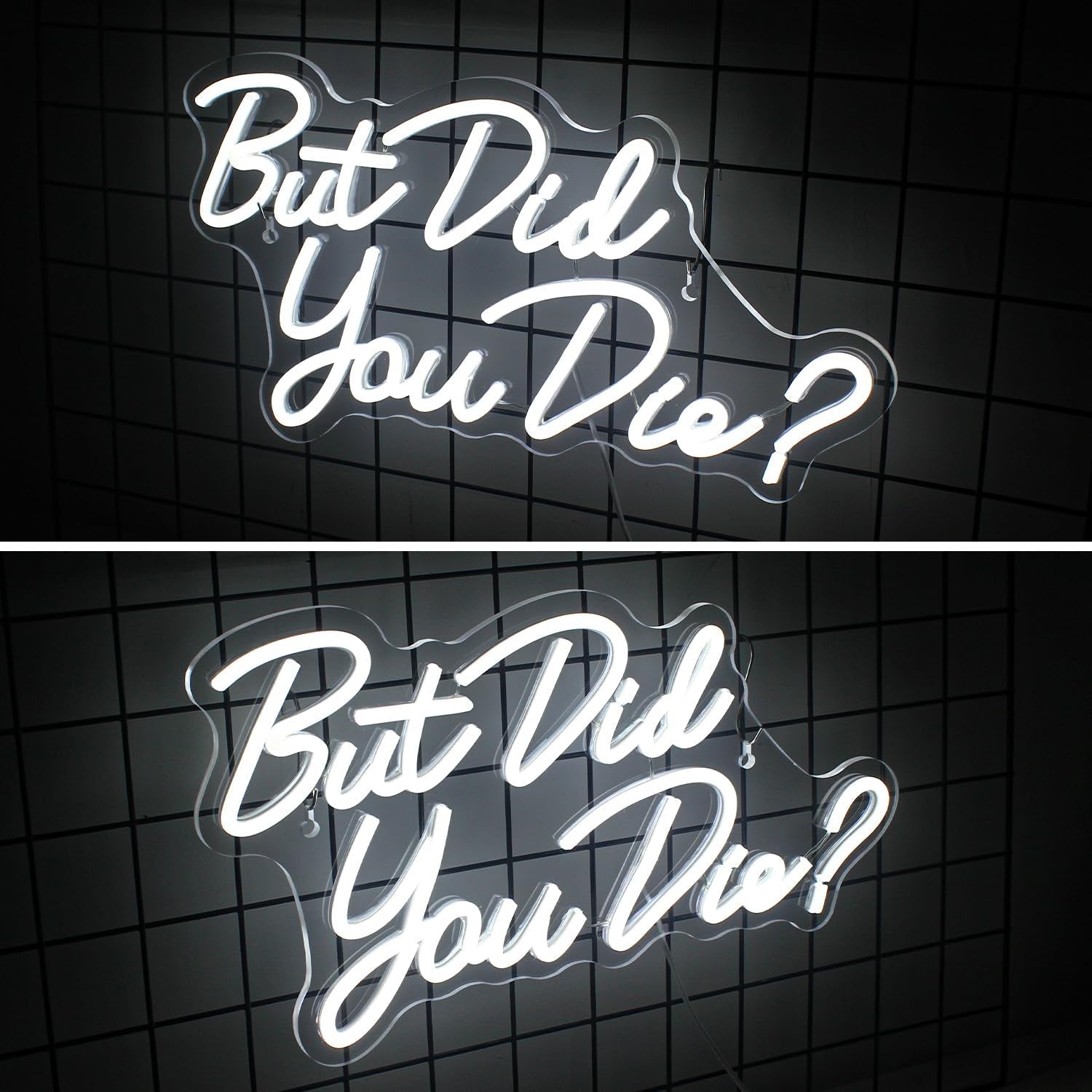 but Did You Die Neon Led Sign, White Neon Signs for Wall Decor, Letter Neon Lights with USB Powered for Room Decor, Bedroom, Office, Gym, Livingroom