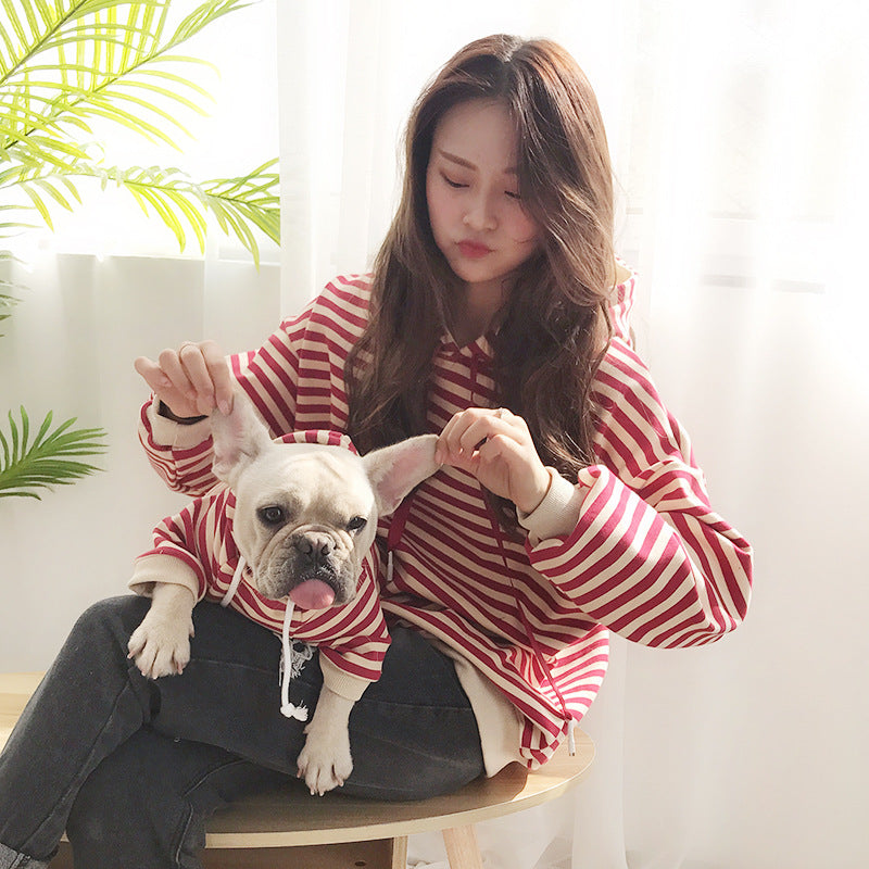 Hooded Striped T-Shirt for Pets and Owners