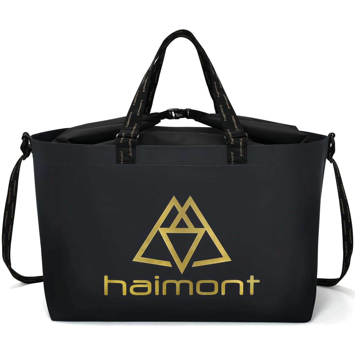 Haimont Extra Large Waterproof Utility Beach Tote Bag TPU Sandproof Expand Wetsuit Changing Bag Storage Roll Top Totes for Boat and Pool Black