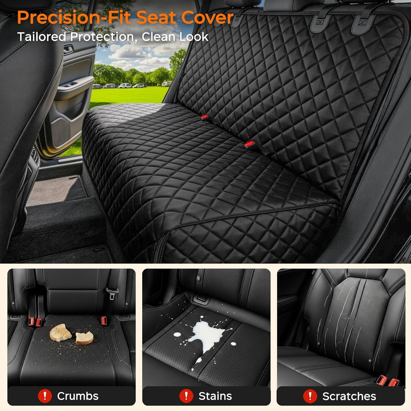 Dog Car Seat Cover for Back Seat, Waterproof Car Seat Protector for Child Carseat & Pets, Nonslip Car Seat Covers for Large Sedans & Large Suvs