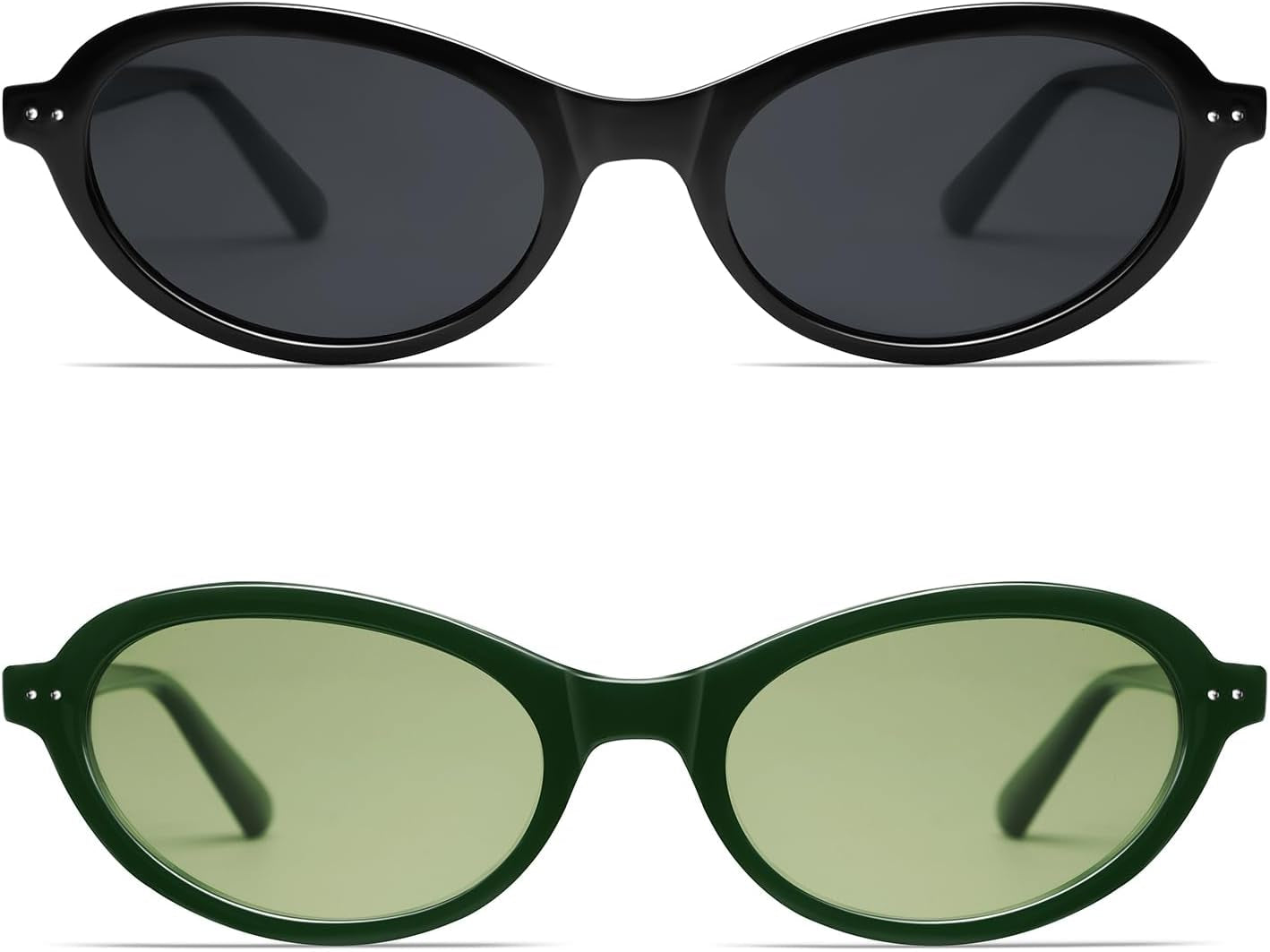 Trendy Oval Polarized Sunglasses for Women Men Small 90S Style Retro Cat Eye Frame Narrow Sleek Design VL9847