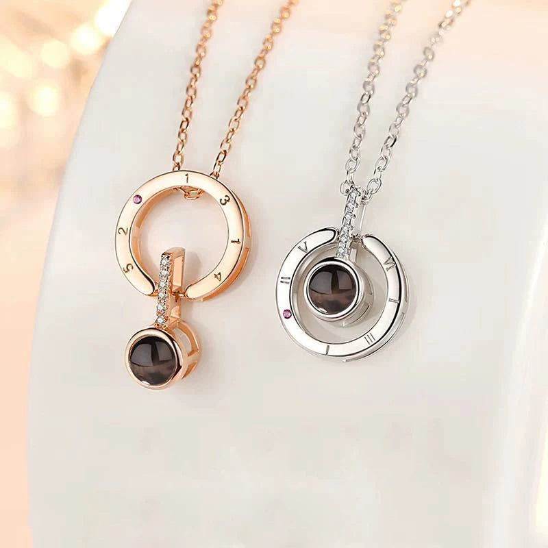 Projection Necklace Set with Rose Gift Box 100 Languages I Love You Heart Pendant Jewelry 2023 Hot Sale Accessories Dropshipping