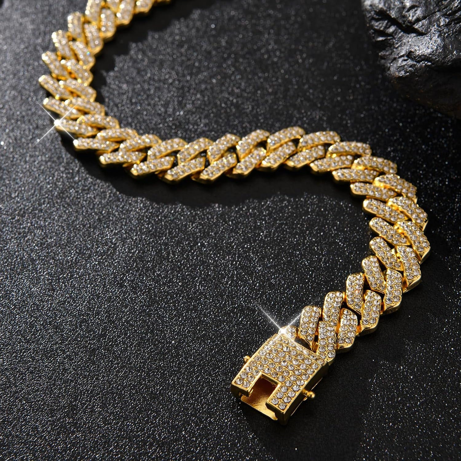 Mens Cuban Link Chain Iced Out Cuban Necklace 18K Gold & Silver Plated Chain for Men Women 14Mm Hip Hop Jewelry