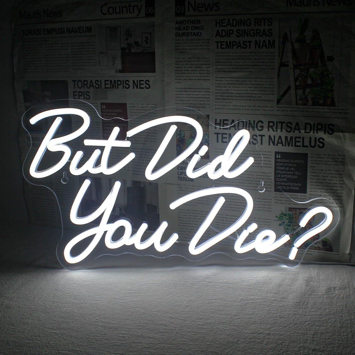 but Did You Die Neon Led Sign, White Neon Signs for Wall Decor, Letter Neon Lights with USB Powered for Room Decor, Bedroom, Office, Gym, Livingroom