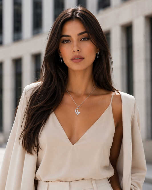 Pearl Mermaid Moon Pendant Necklace