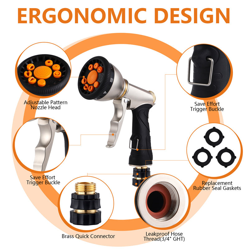 9-Mode Garden Hose Spray Gun for Home, Car & Garden