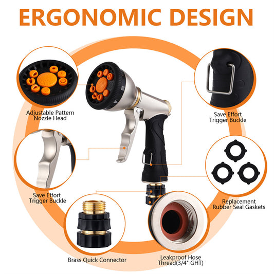9-Mode Garden Hose Spray Gun for Home, Car & Garden